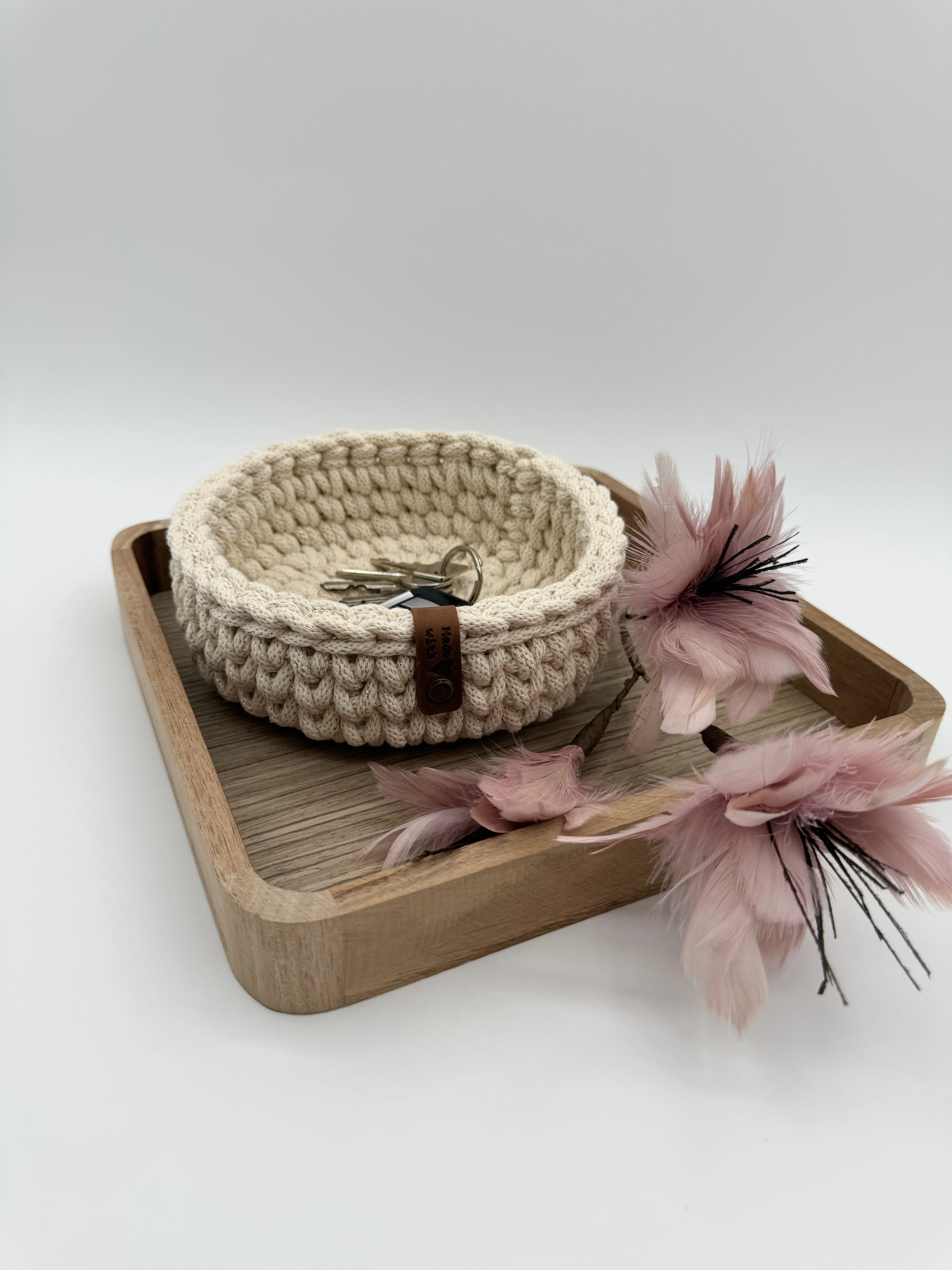 Schlüsselkorb in Strick-Optik Ø17cm - – Tindia