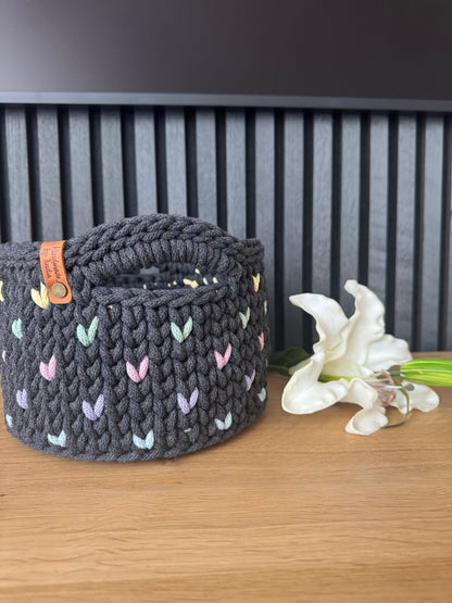 Sofort verfügbar - Happy Birthday - Aufbewahrungskorb - Korb mit Holzboden - Geschenkidee