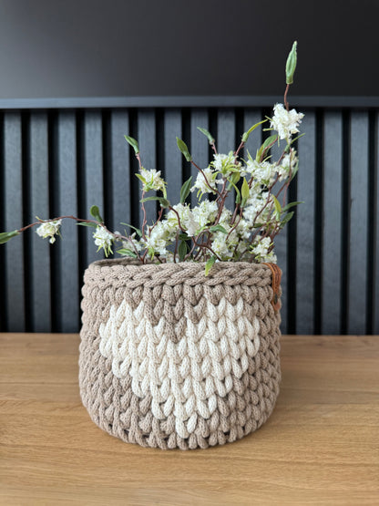 Korb mit Holzboden - Häkelkorb - Aufbewahrungskorb - Geschenkkorb