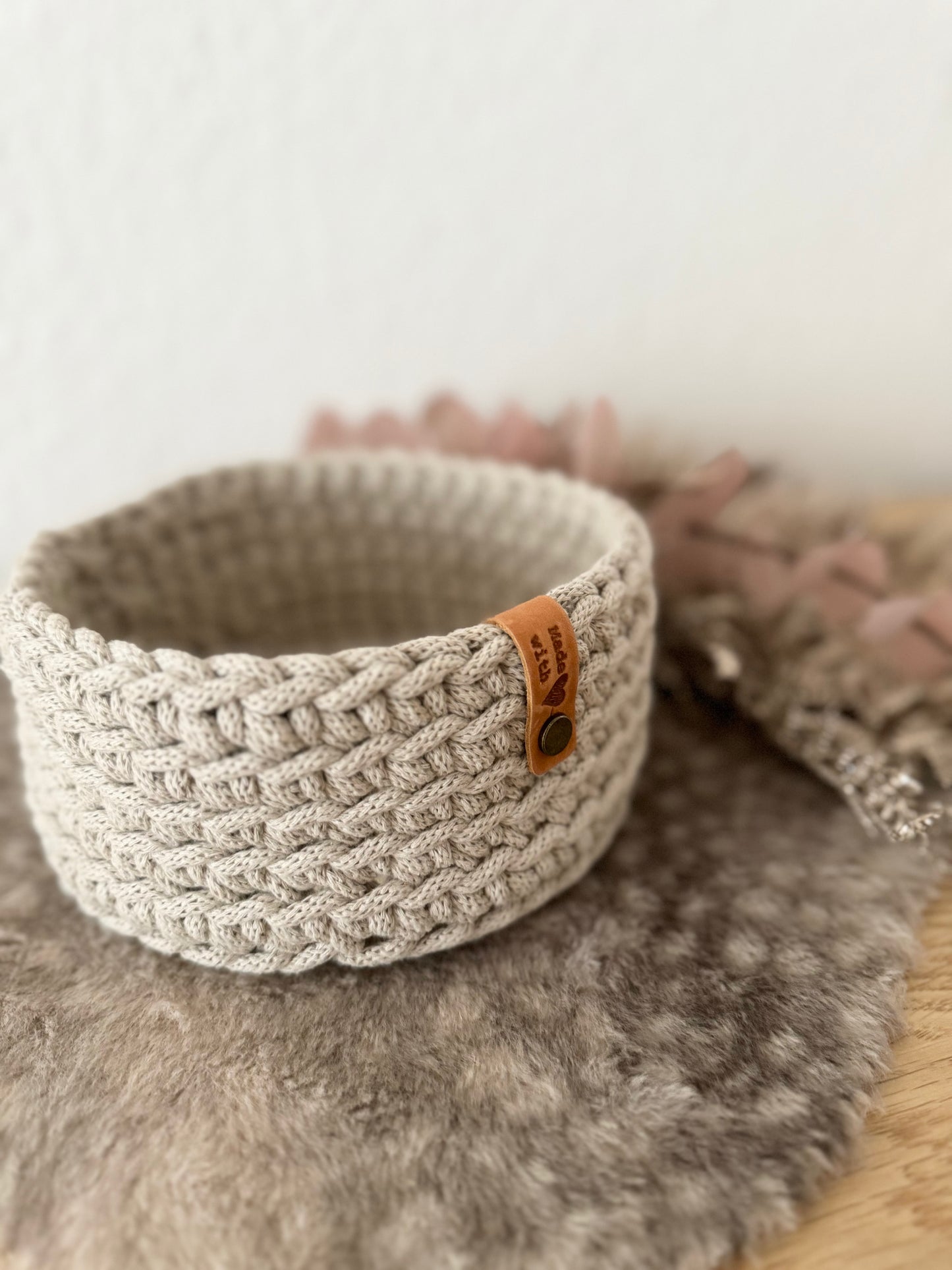Dekokorb mit Holzboden Ø16cm