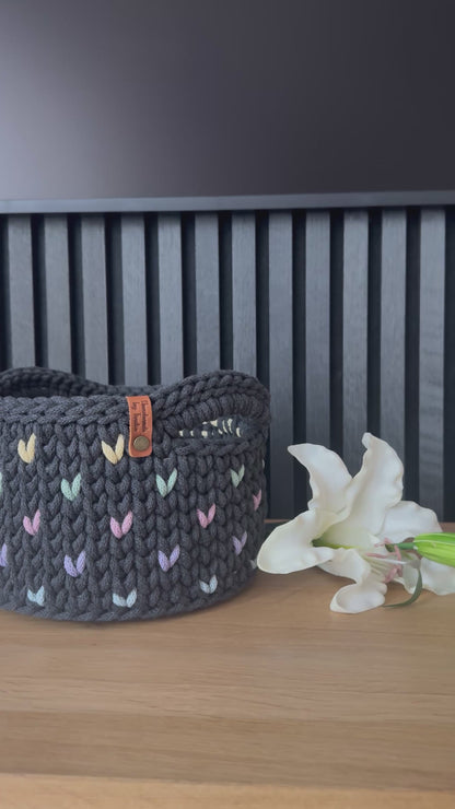 Sofort verfügbar - Happy Birthday - Aufbewahrungskorb - Korb mit Holzboden - Geschenkidee